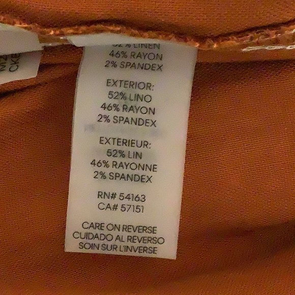 Calvin Klein Size XL Linen Blend Stitched Tie Waist Belted Shorts Burnt Orange - Picture 10 of 10